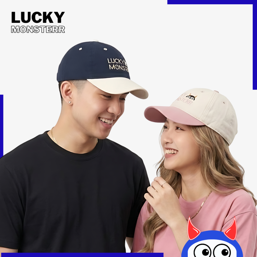 Lucky Monsterr หมวกแก๊ป  สีทูโทน คุณภาพดี