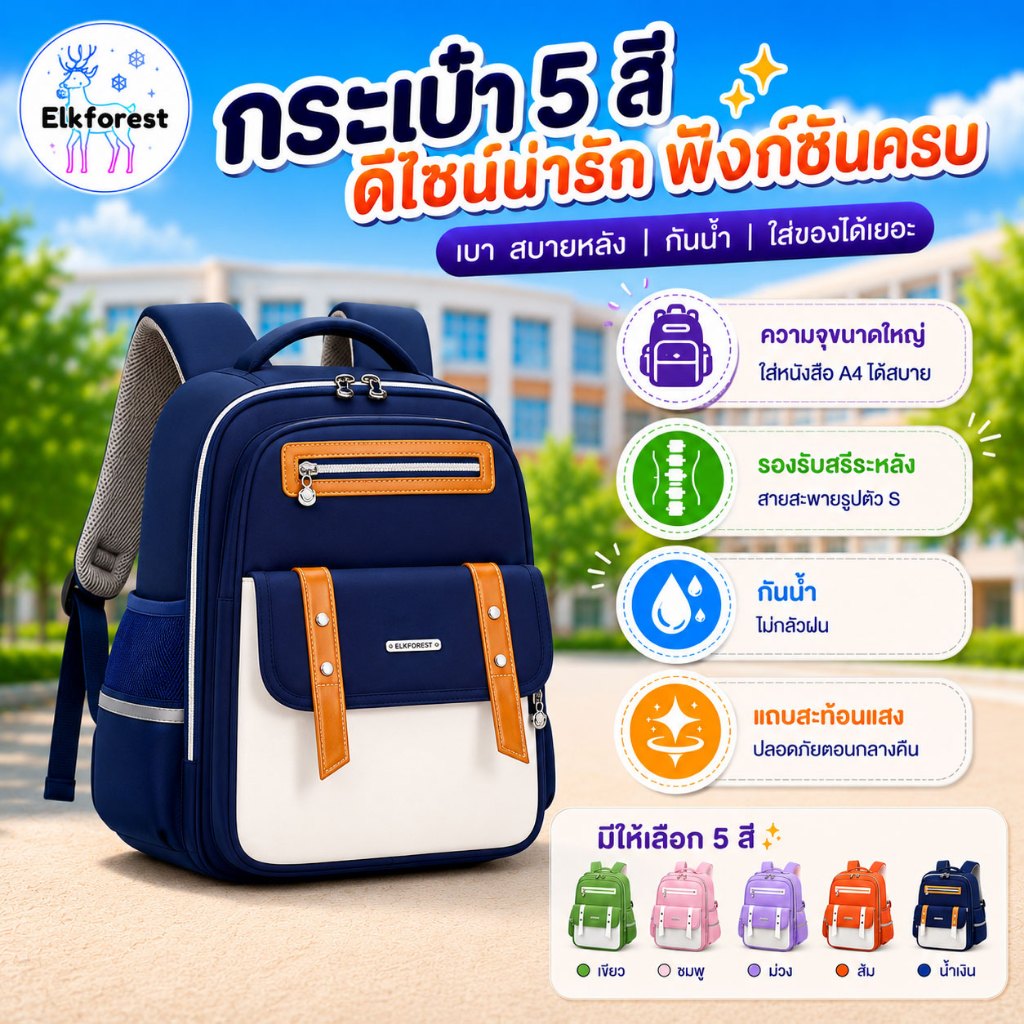 ELK 2026 กระเป๋าเป้สะพายหลังใบใหม่สำหรับเด็ก — ดีไซน์เน้นความปลอดภัย กันน้ำ มีแถบสะท้อนแสง และจุของไ