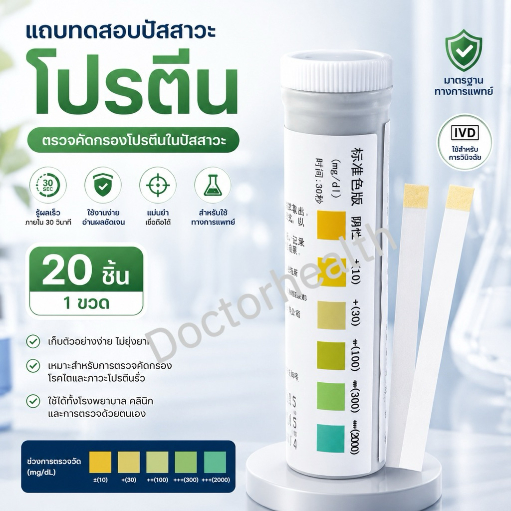 แถบทดสอบปัสสาวะ โปรตีน 20 ชิ้น เช็คไต