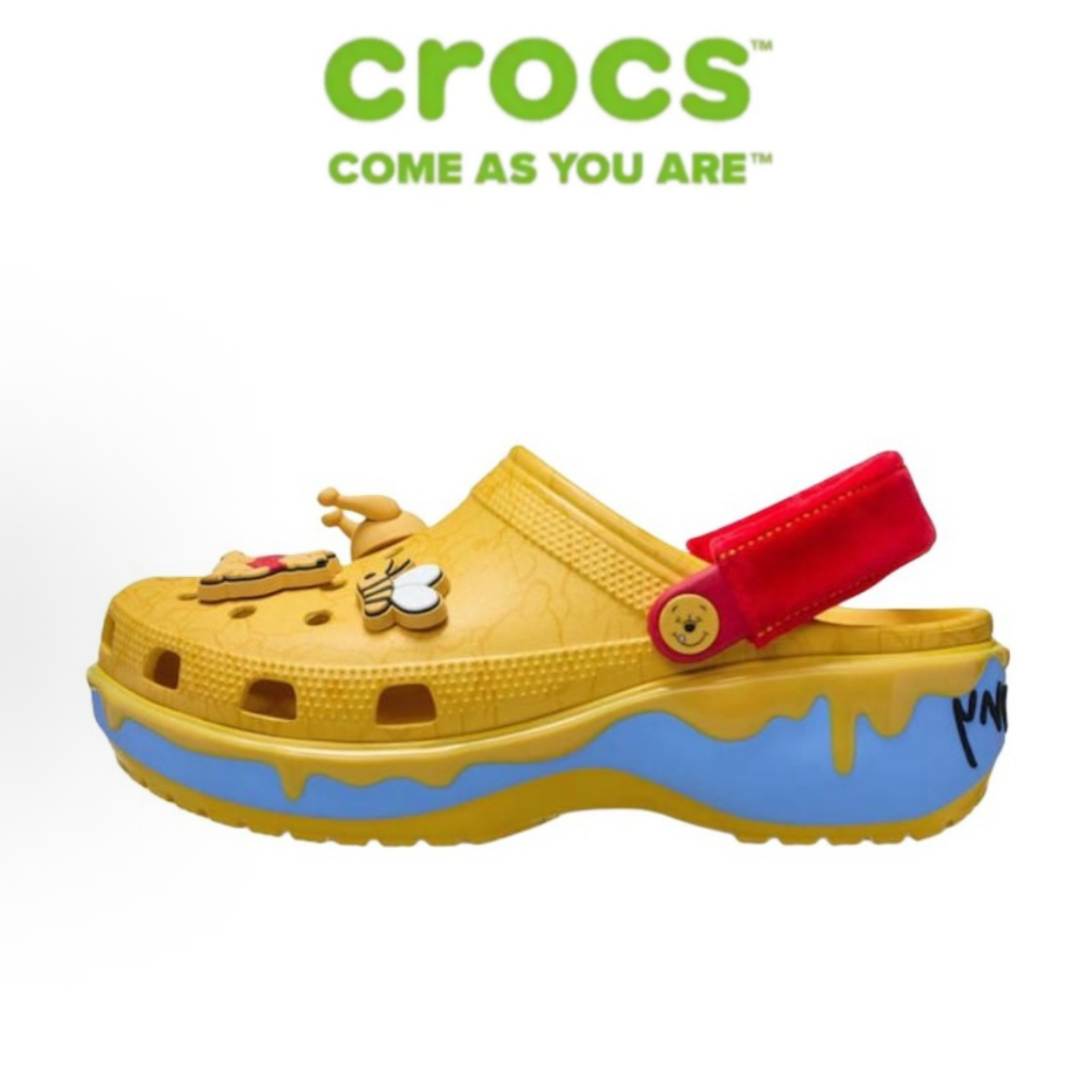 【FREE SHIP】 Crocs Classic Platform Clog สำหรับผู้หญิงและผู้ชาย รองเท้าสีเหลือง