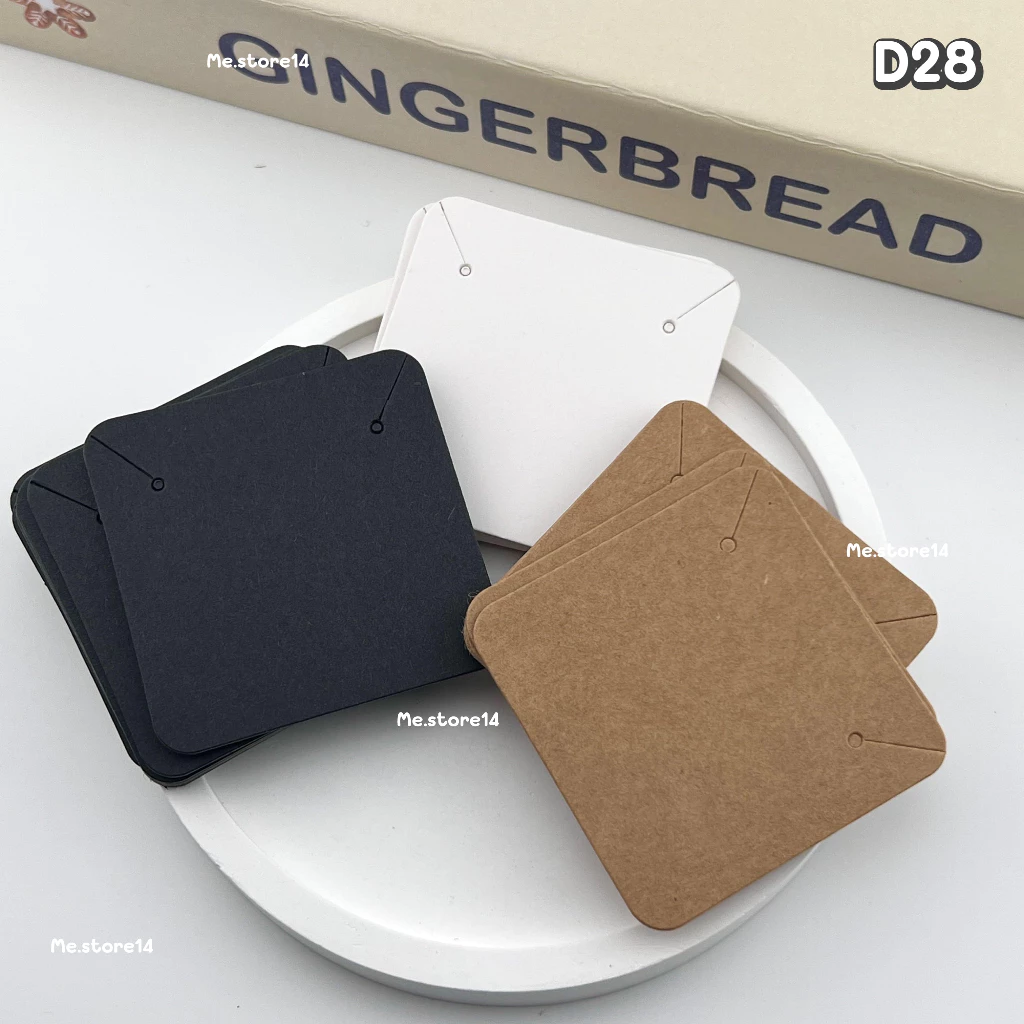 (พร้อมส่ง) แป้นกระดาษใส่สร้อย 5x5 cm การ์ดรองสร้อยคอ แป้นกระดาษคราฟท์ 50 แผ่น