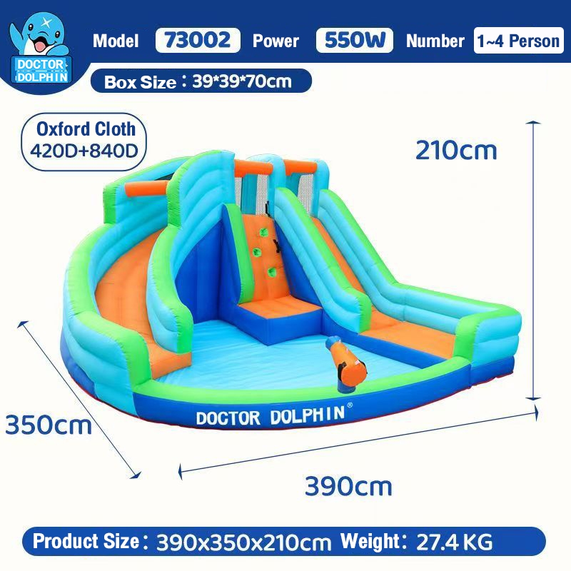 ปราสาทเป่าลมเล่นน้ำ Inflatable Water Slide Bounce House Double Slides Pool Climbing Wall Outdoor Kids Play Castle