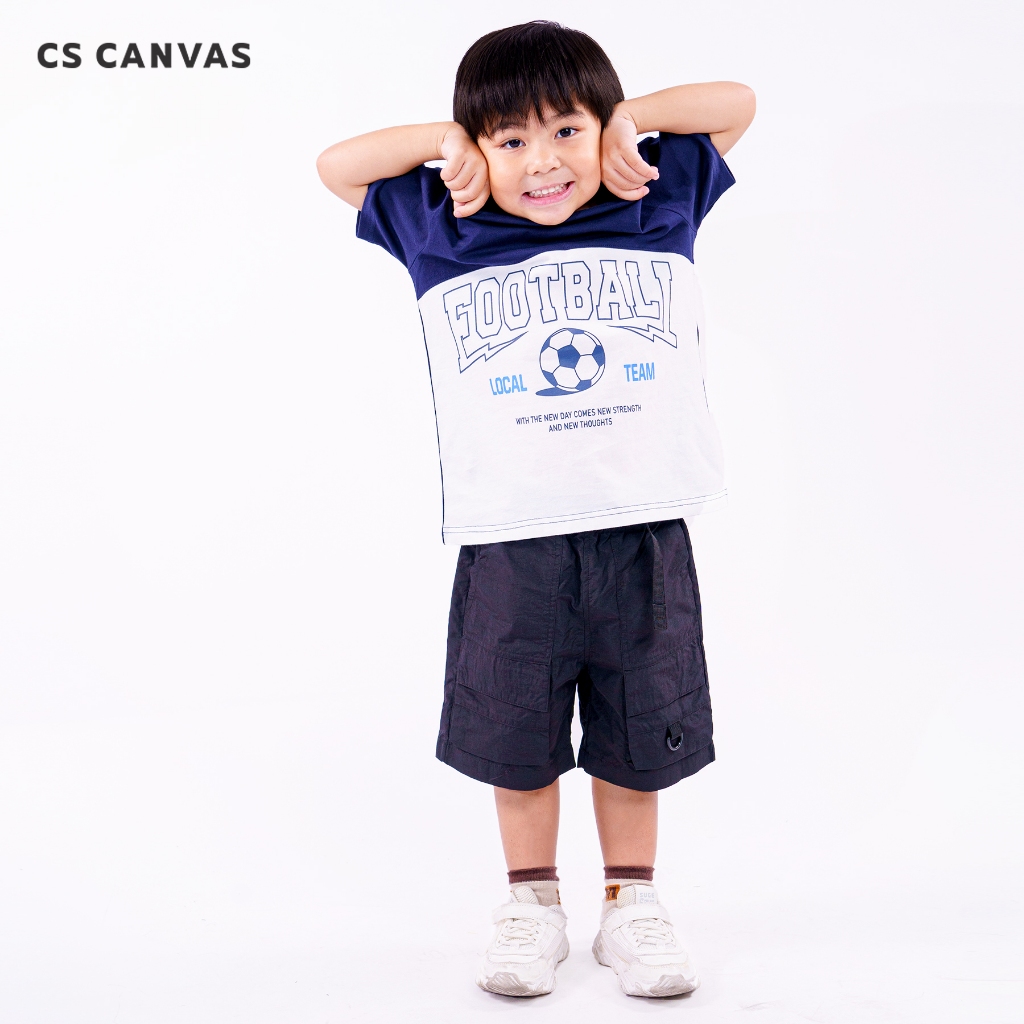 CS CANVAS تيشيرت أطفال رياضي بطباعة كرة قدم قطن — صورة 2