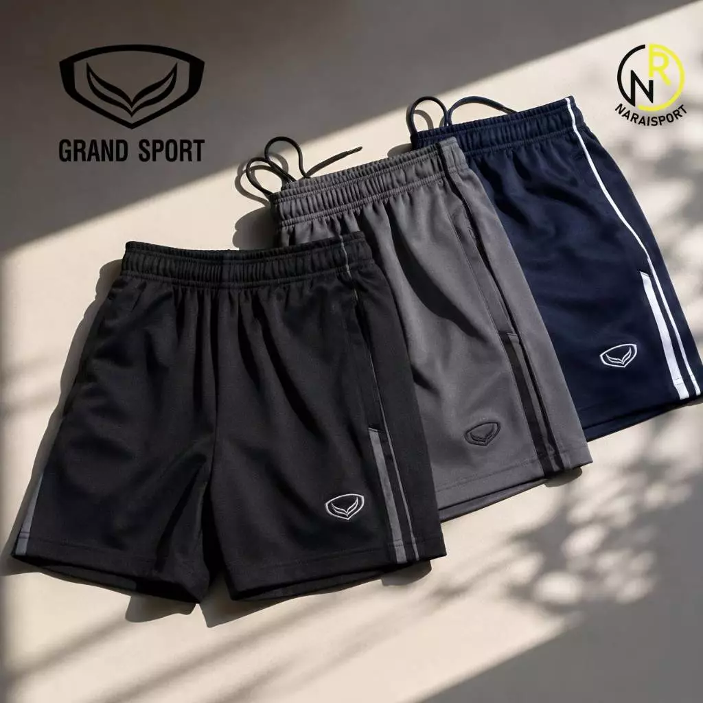 ***ของแท้ส่งไว***Grand sport กางเกงวอร์มขาสั้น 02187 กระเป๋ามีซิป2ข้าง ตรงเอวมีเชือกผูก กางเกงกีฬาชาย ของแท้100%