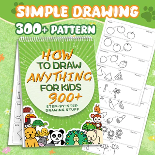 สมุดฝึกวาดรูปสำหรับเด็ก 300+ แบบ วาดทีละขั้น ขนาด 28.5x21 ซม. สันห่วง พิมพ์สองหน้า