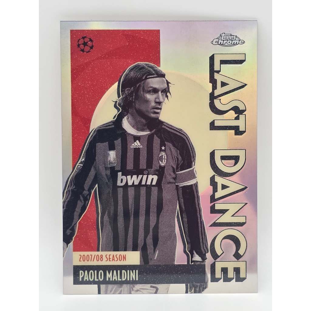 Paolo Maldini Last Dance 2007/08Season การ์ดฟุตบอล (topps Chrome) ของแท้100% ภาพถ่ายจากสินค้าจริง