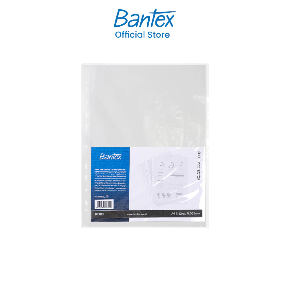 Bantex ไส้แฟ้ม ซองใส่เอกสาร ขนาด A4 แบบเจาะรู 10/50 แผ่น ถนอมเอกสาร Sheet Protector