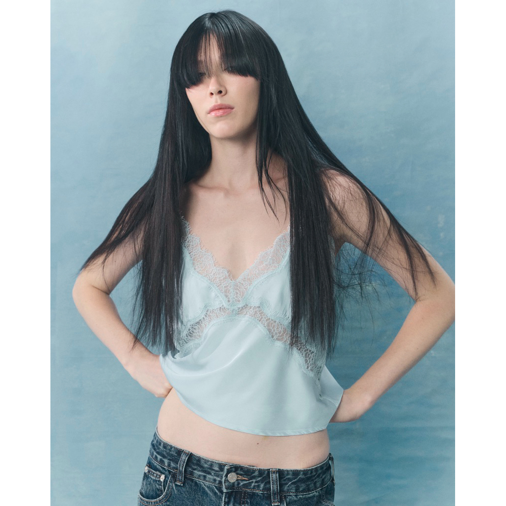 Satin Lace Camisole (Baby Blue)