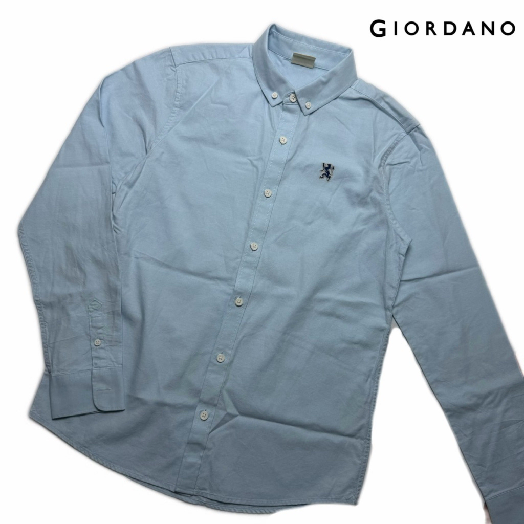เสื้อเชิ้ต แบรนด์ Giordano เสื้อเชิ้ตเด็ก ไซส์ 155 สีฟ้า เสื้อเด็ก