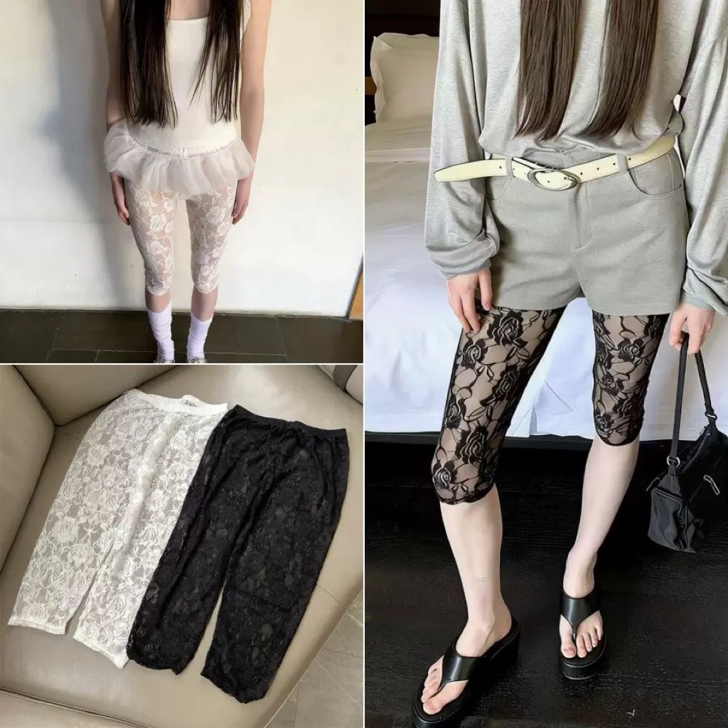 กางเกงCapri Pantลูกไม้ ผ้าบางเบาใส่สบายสวยแซ่บมากจ้า