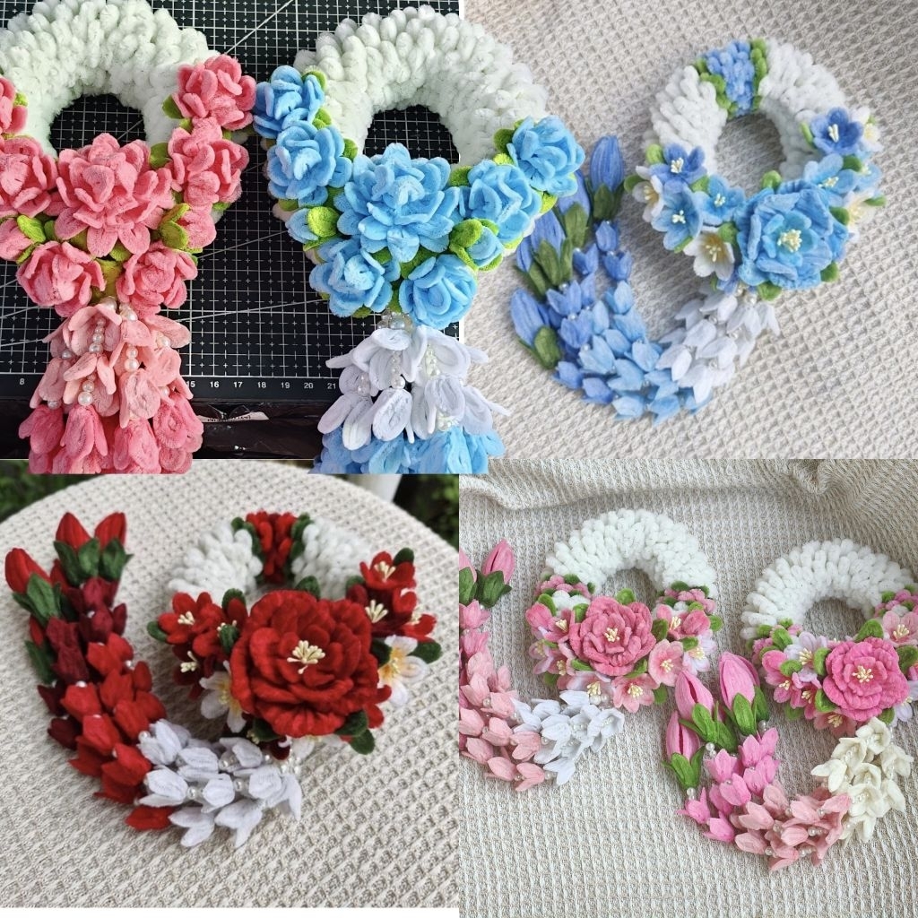 พร้อมส่ง! พวงมาลัยลวดกำมะหยี่: สินค้าจริงถ่ายจากรูปภาพ.