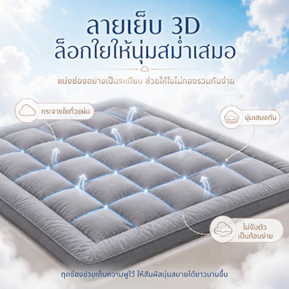ท็อปเปอร์ Topper ใยขนห่านเทียม นุ่มฟู 3/3.3/4/5/6ฟุต สำหรับหอพัก พร้อมส่ง