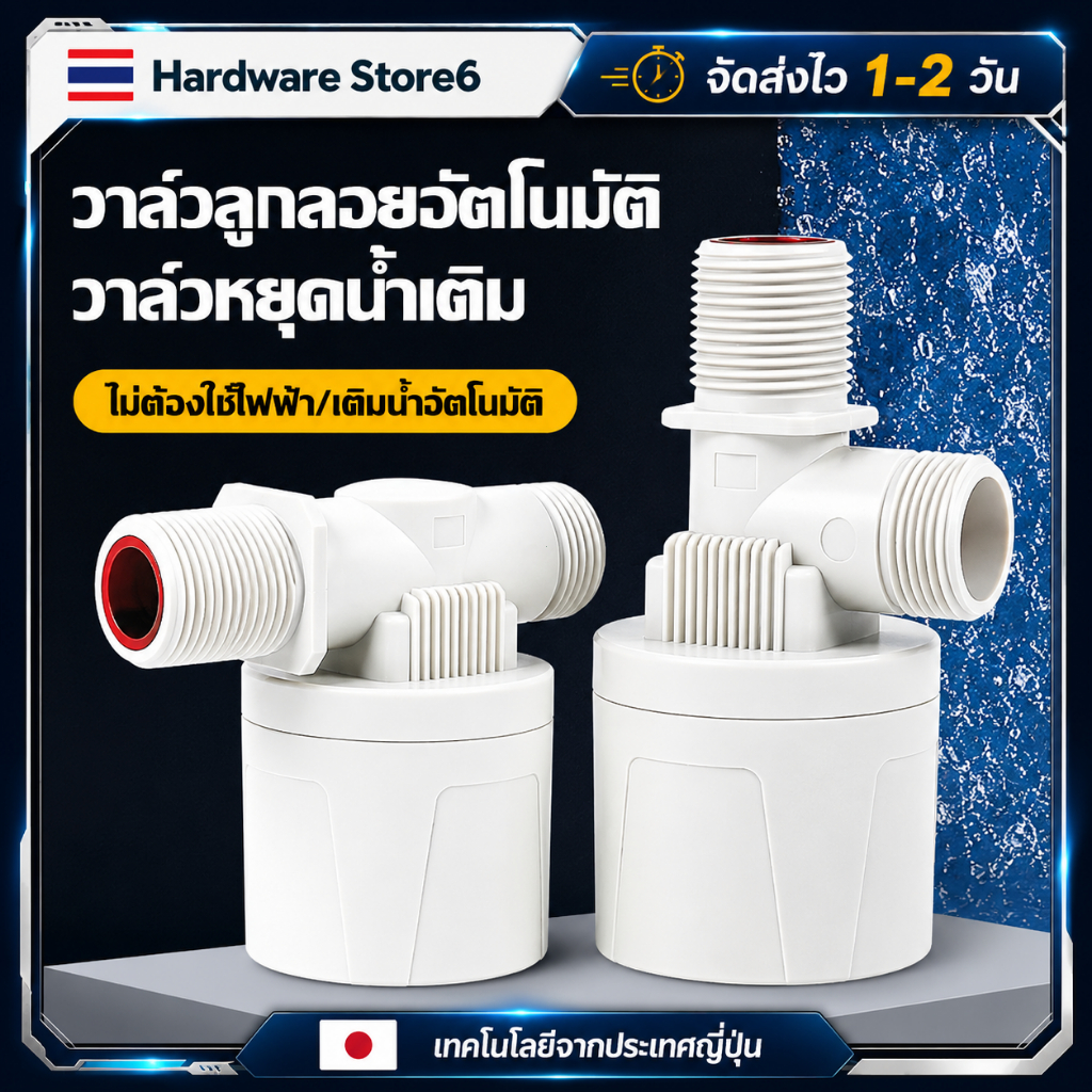 Hardware Store6 จัดส่งภายใน 24 ชม. COD บอลวาล์วลูกลอยควบคุมน้ำอัตโนมัติ HUIYI 1/2 3/4 1นิ้ว น้ำเต็มตัดเอง ไม่ใช้ไฟ ทนทาน