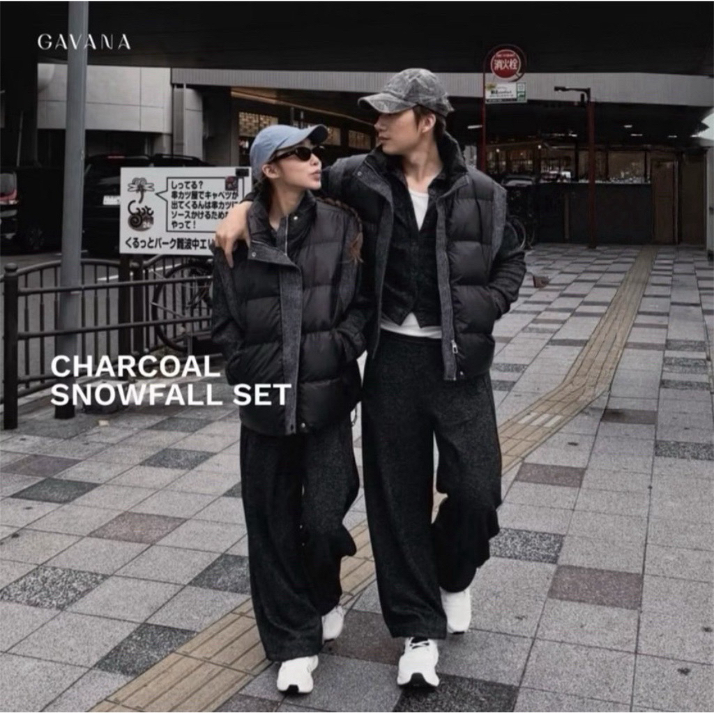 GAVANA | Charcoal Snowfall Set ชุดกันหนาว เซ็ต 3 ชิ้น บุขนด้านในทั้งตัว อุ่นสบาย Winter Trip #S25465