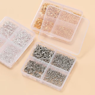 1set อุปกรณ์ทำเครื่องประดับ ทอง/เงิน ชุดเครื่องมื DIY อะไหล่สร้อย กันสนิม （ตะขอก้ามปู/ห่วงกลม/ตัวปิดปม/เม็ดบีบ）