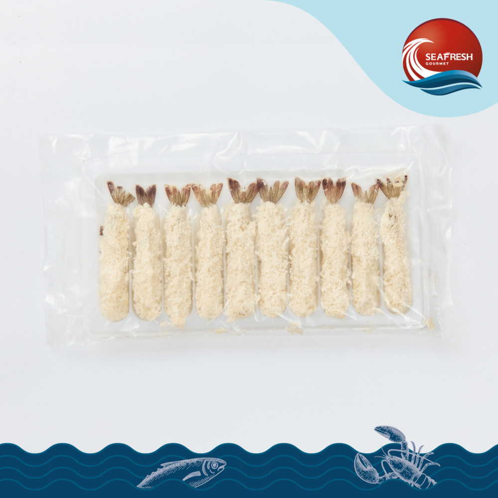 กุ้งชุบเกล็ดขนมปังแช่แข็ง (ตอปิโด) Frozen Breaded Torpedo Shrimp 21/25 Pack 10 PC