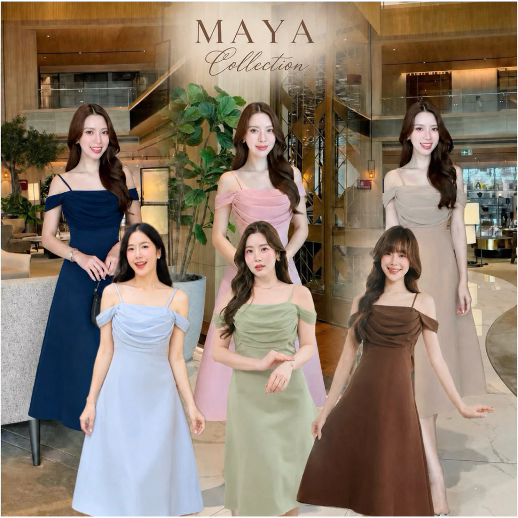ชุดเดรสไปงาน มาเพิ่ม วันที่ 13ค่า เดรสสั้นออกงาน MAYA G136 ชุดเดรสออกงานผ้าอัดกาว ผ้าสวยอยู่ทรงใส่แล้วผู้ดีสุดๆ s-