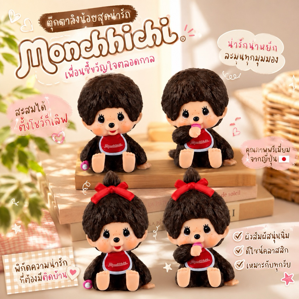 ❗️ของแท้หิ้วจากญี่ปุ่น❗️โมเดล Monchhichi Collection  ตัวจิ๋ว เอาไปเจาะพวงได้ เอาไปวางโชว์ก็น่ารักกกก🇯🇵