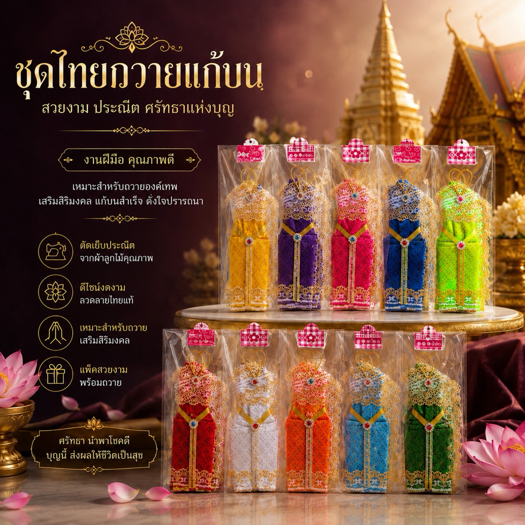 ชุดไทยถวายแก้บนขนาดเล็ก สไบนางรำแก้บน จุงกระเบนแก้บน
