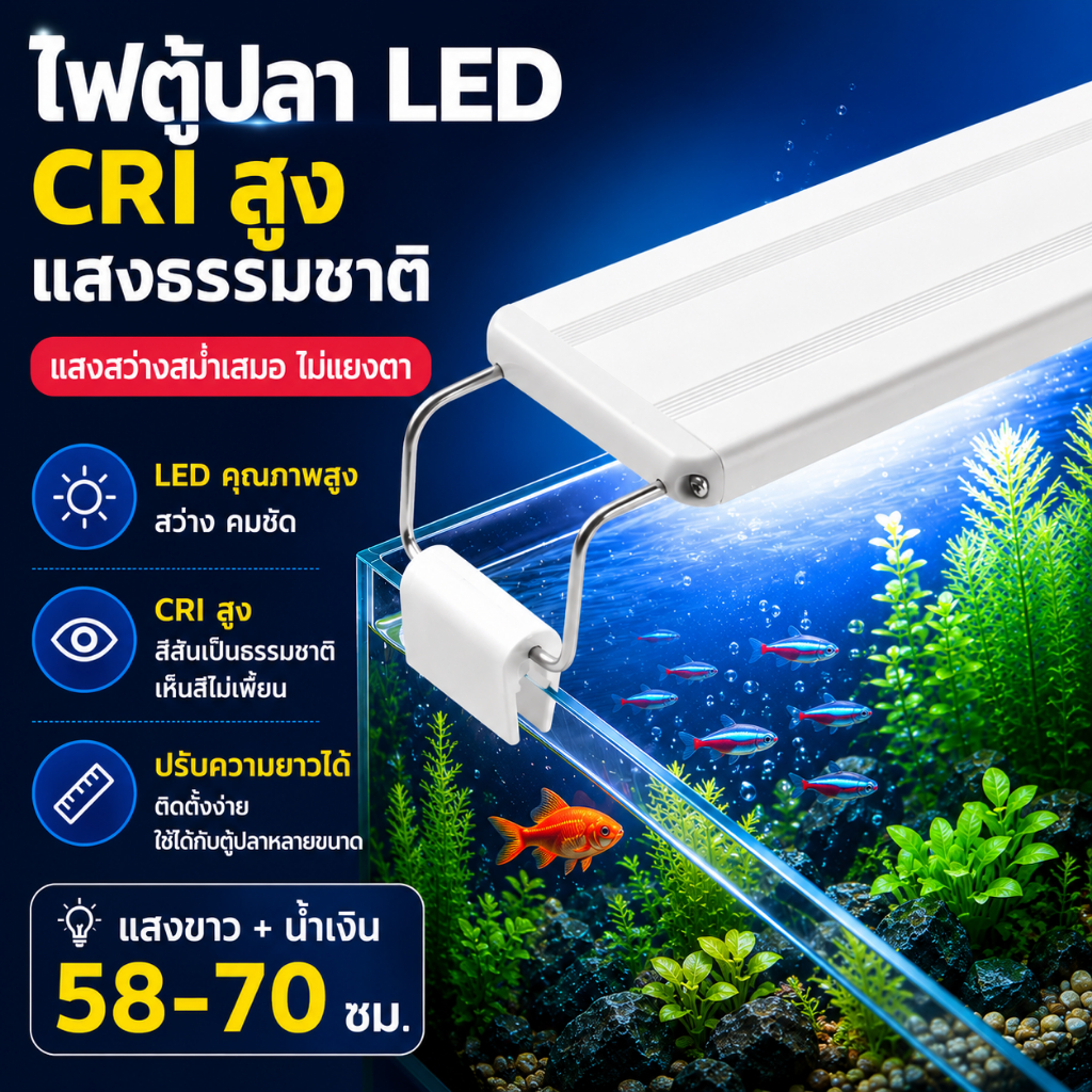 ขาตั้งไฟ LED สำหรับตู้ปลา ไฟ LED พืชน้ำ ประหยัดพลังงาน กันน้ำ กระเด็น เหมาะสำหรับปลาและพืชน้ำ