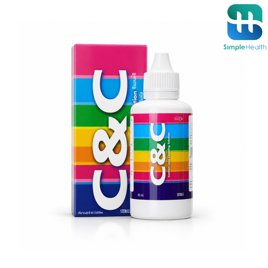 Simple health น้ำยาแช่คอนแทคเลนส์ C&C 60ml น้ำยาล้างคอนแทคเลนส์ แช่ ล้าง ทำความสะอาด