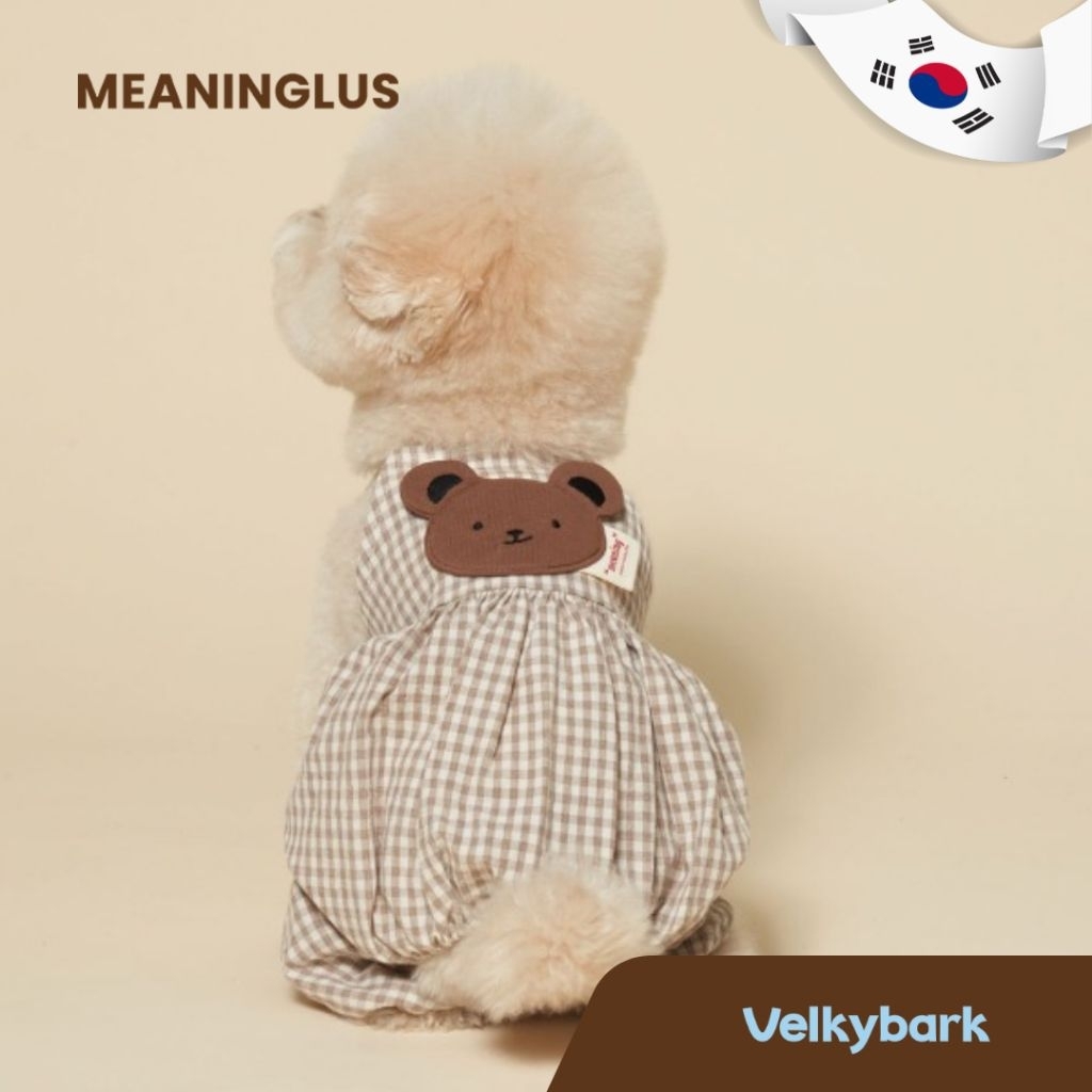 VELKYBARK [พร้อมส่ง] Meaninglus 🇰🇷 Check Pumpkin เสื้อผ้าสัตว์เลี้ยง ชุดเอี๊ยม ชุดสี่ขา เสื้อสุนัข เสื้อแมว