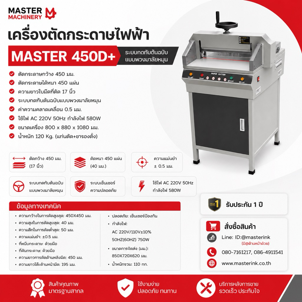 เครื่องตัดกระดาษไฟฟ้ารุ่น 450D+(แชทสอบถามก่อนสั่งซื้อ)