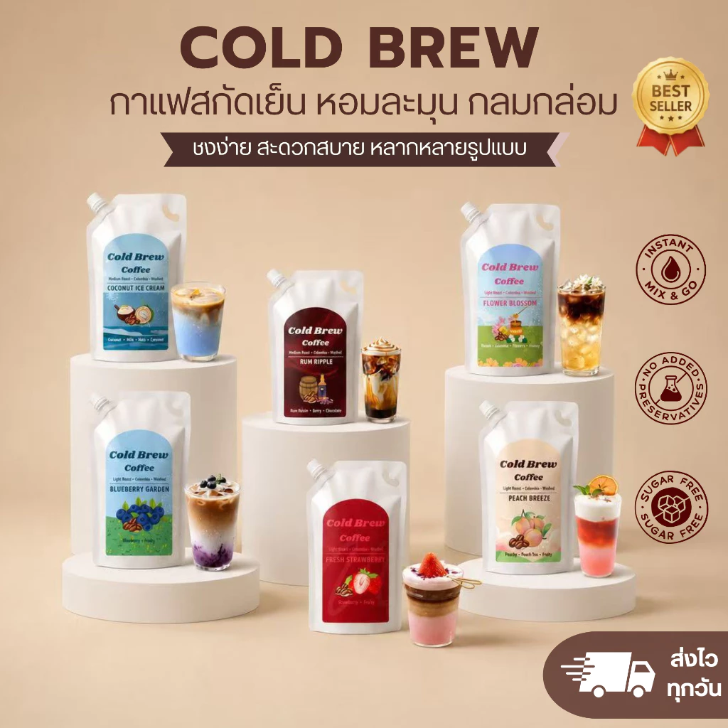 Mooday Cold Brew Concentrate กาแฟสกัดเย็นเข้มข้น1L อาราบิก้า 100% จากโคลอมเบีย หอมละมุน สกัดใหม่ตามออเดอร์