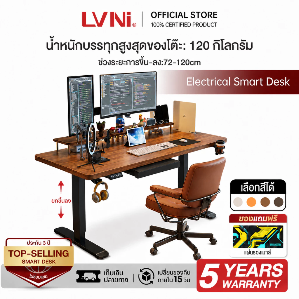 LVNI โต๊ะปรับระดับไฟฟ้า แผ่นรองโต๊ะหนัง โต๊ะคอม โต๊ะทำงานยืดหยุ่นไฟฟ้า ที่เหมาะสมต่อรูปร่างมนุษย์ ใช้ได้สำหรับการทำงาน