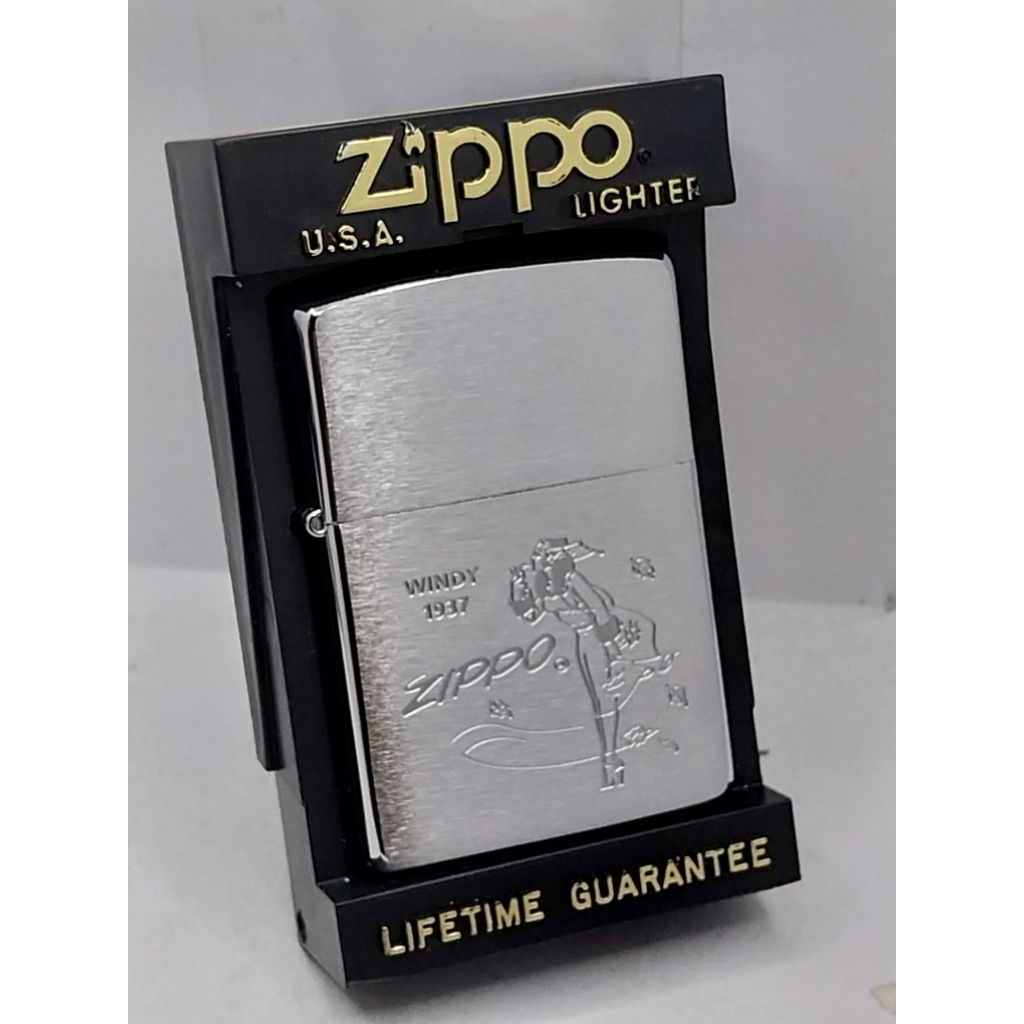 Zippo Windy Design ผลิตปี 1995  พร้อมกล่อง #สินค้าใหม่เก่าเก็บยังไม่ผ่านการใช้งาน💥รับประกัน Zippo แท