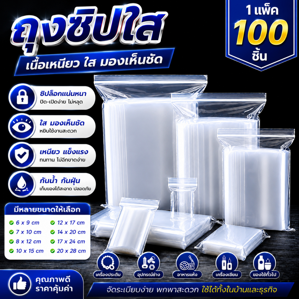 (100 ชิ้นต่อแพ็ค)ถุงใส ถุงซิปแน่น ใส่ Popmart หมวกกันน็อค กันฝุ่น ถุง ถุงซิปใส ถุงซิปเหนียว zip ใส่อาหารได้
