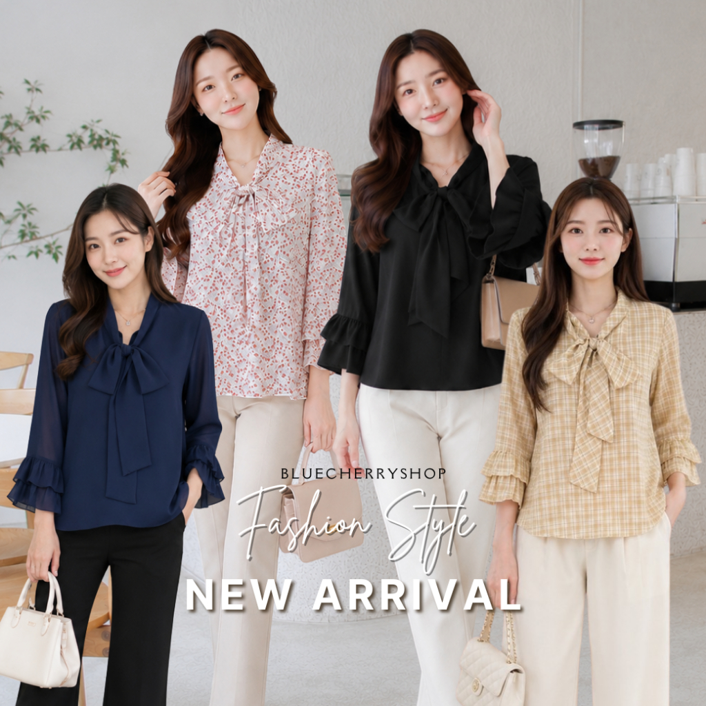 เสื้อชีฟองเนื้อทราย มีซับใน ดาเรีย  สวยหมือนสั่งตัด มีไซส์รอบอก38-46 นิ้ว Brand Bluecherry แบรนด์คนไทยผลิตเอง