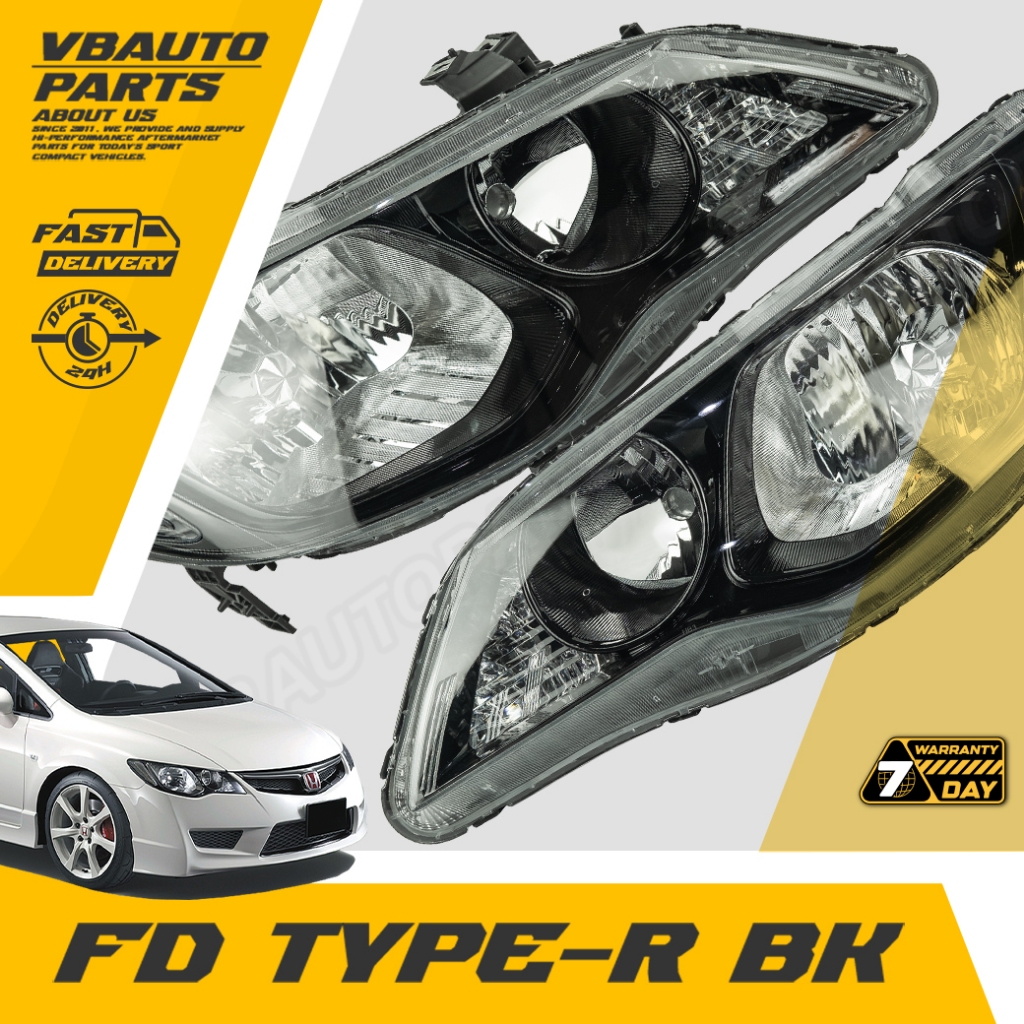 ไฟหน้า Civic FD Type-R (BLACK) (ราคาต่อคู่)