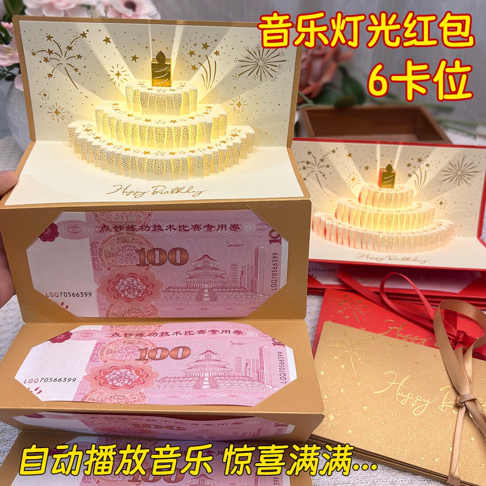การ์ดแฮปปี้เบิร์ดเดย์ อวยพรวันเกิด HappyBirthday HBD มีไฟ มีเสียงเพลง กระดาษหนา อย่างดี