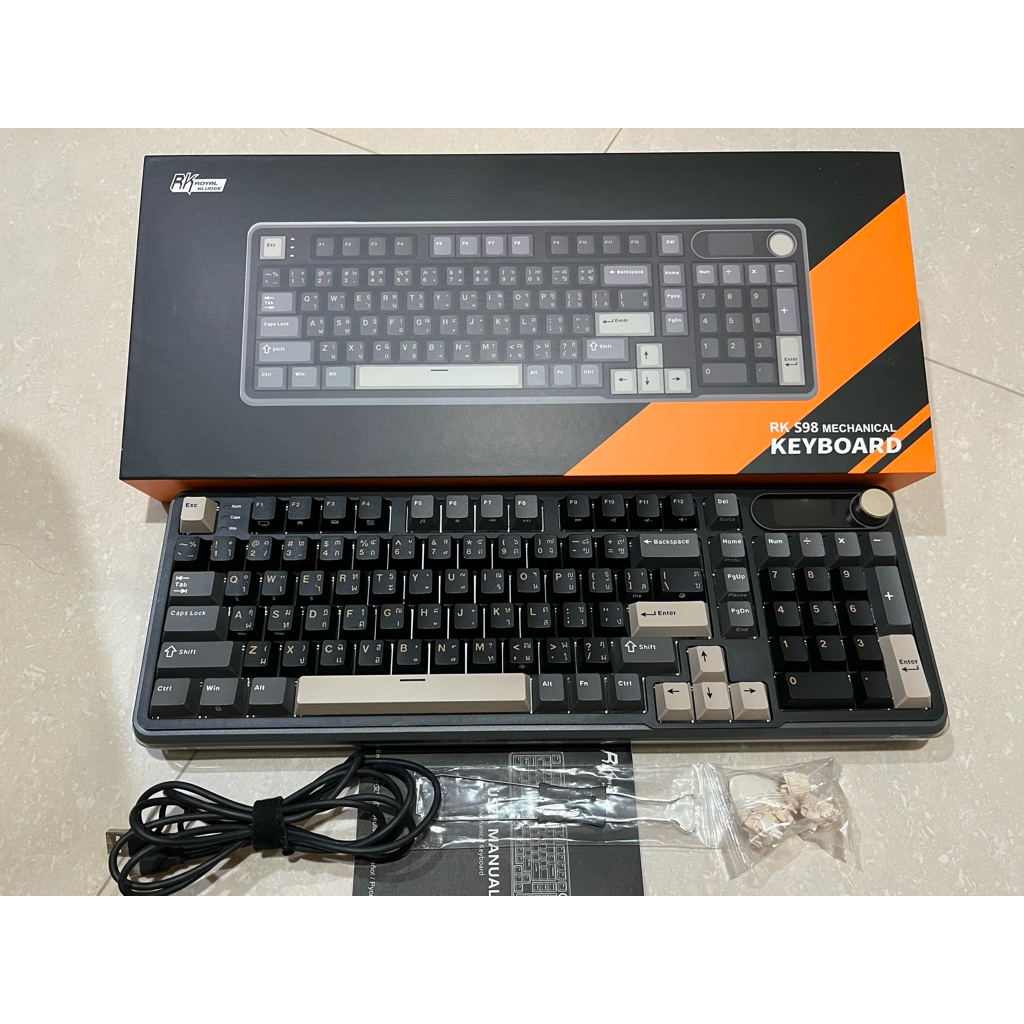 RK S98 keyboard mechanical with numpad - คีย์บอร์ด แป้นพิมพ์ เล่นเกมส์ ปล่อยต่อ/มือ2 อุปกรณ์ครบ ไม่ค