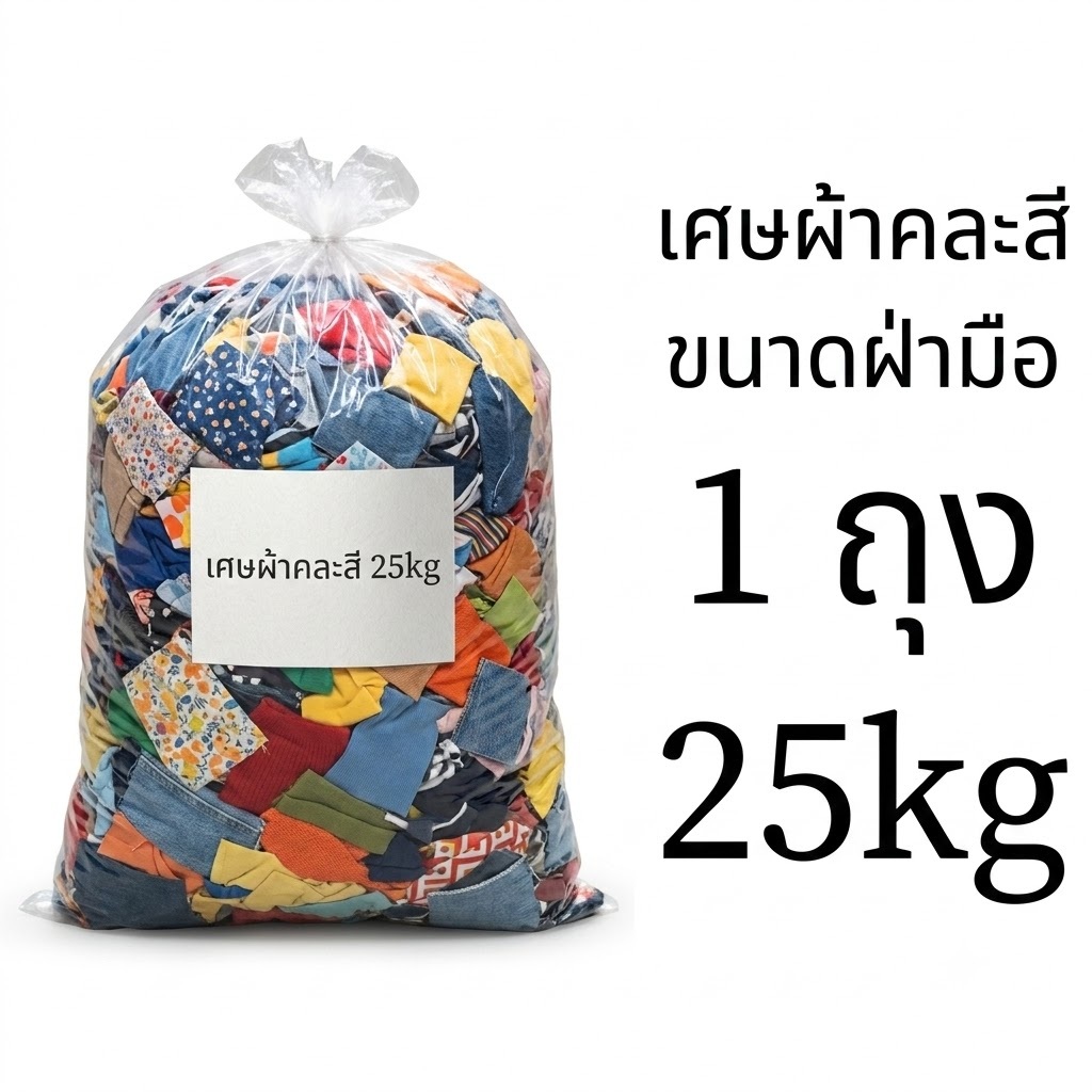 เศษผ้าคละสี ขนาดฝ่ามือ 1 ถุง 25 โลเต็มๆ พร้อมส่งตรงจากแหล่งผลิต! คุ้มสุดๆ ยกกระสอบใหญ่!