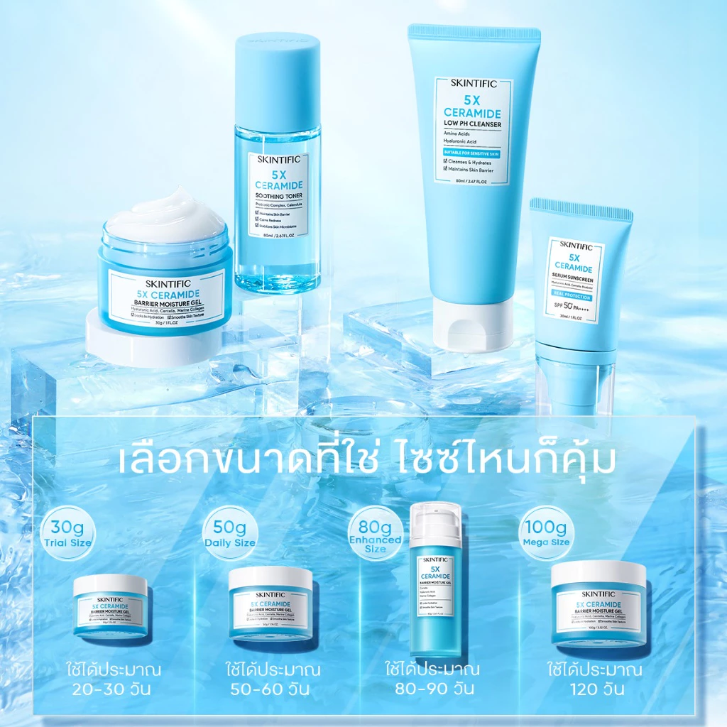[NO.1]SKINTIFIC 5X Ceramide Barrier Moisturizer Gel มอยเจอร์ไรเซอร์ ครีมทาหน้า ฟื้นบำรุงเกราะป้องกันผิว ปลอบประโลมรอยแดง thumbnail 10