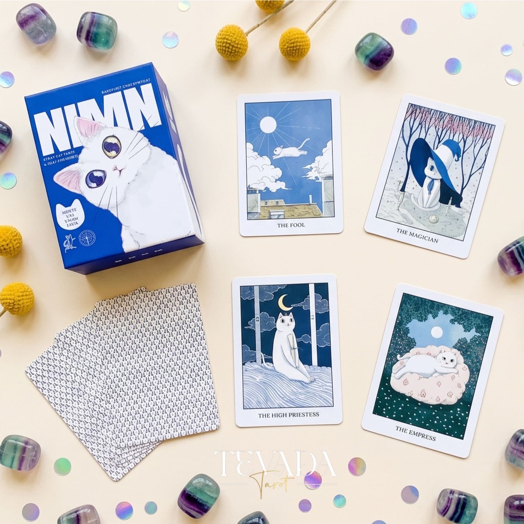 ไพ่ยิปซี ไพ่ทาโรต์ของแท้ ไพ่ทาโร่ Nimn White Cat Tarot Pocket แมวขาวน่ารัก ขอบทอง ขนาดพกพา ภาพสวย อ่านง่าย พร้อมส่ง