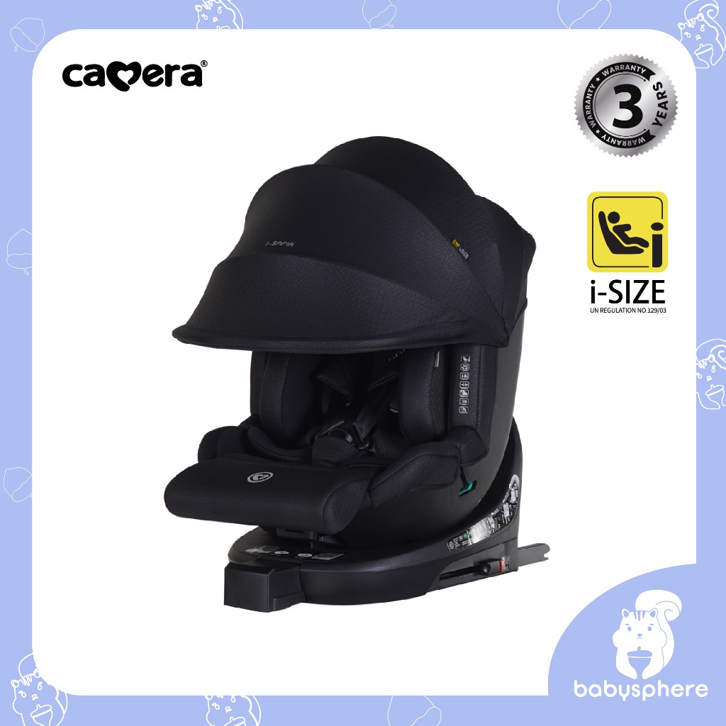 CAMERA | คาร์ซีท i-SAFIA | มาตรฐานใหม่ i-Size | มีหลังคา ปรับหมุน นั่ง เอน นอน ด้วยมือเดียว