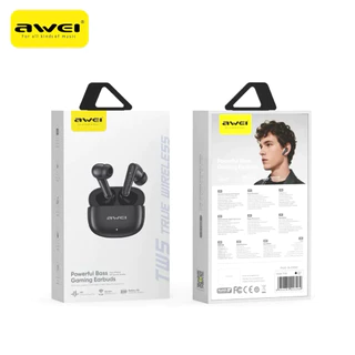 AWEI หูฟังบลูทูธไร้สาย Gaming Earbuds เบสแน่น Bluetooth 6.0 แบตอึด 20 ชม. ไดรเวอร์ 13mm ใส่สบาย น้ำหนักเบา