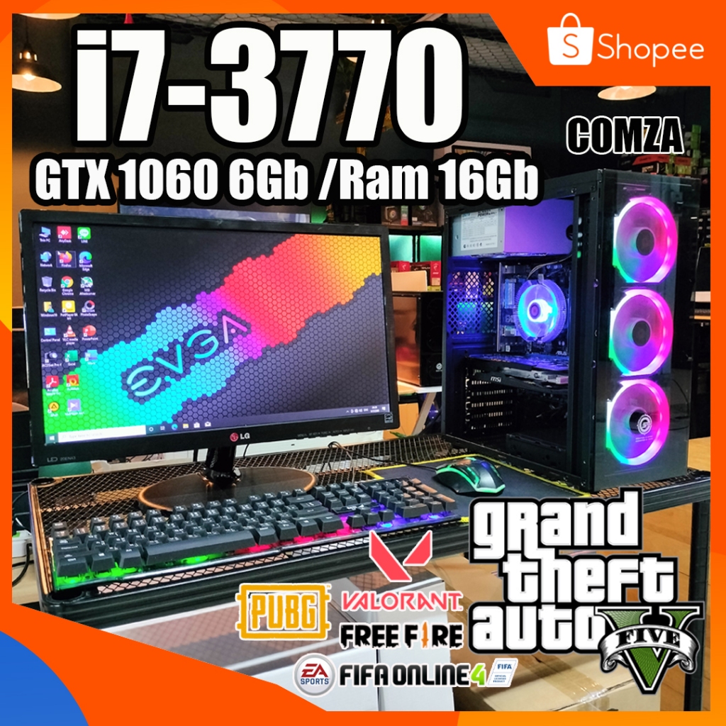 คอมพิวเตอร์ ครบชุด Core-i7 /GTX 1060 6Gb /Ram 16Gb ทำงาน-เล่นเกมส์ Pubg,Freefire,Varolant,GTA V