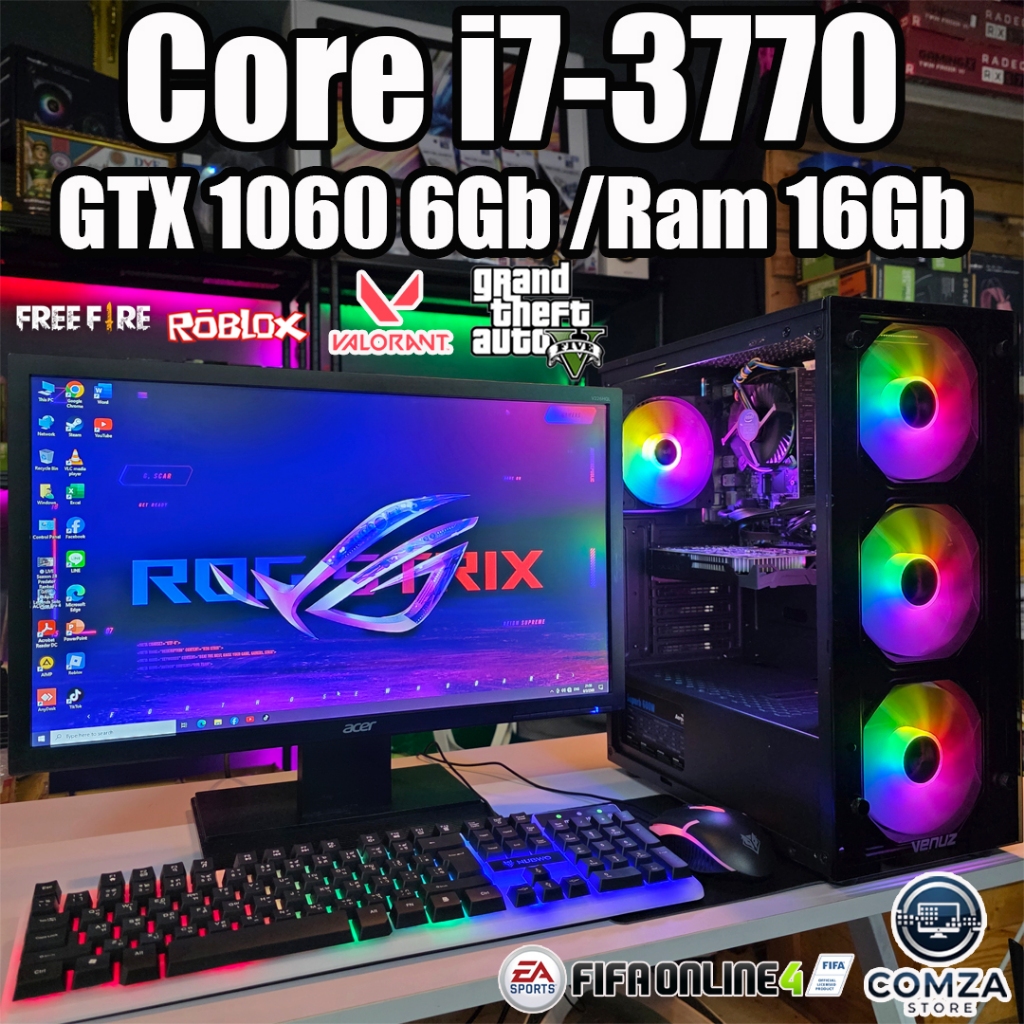 คอมพิวเตอร์ Core-i7 /GTX 1060 6Gb เล่นเกมส์ GTA V /Free Fire /Valorant /Roblox ( Pc1818 )
