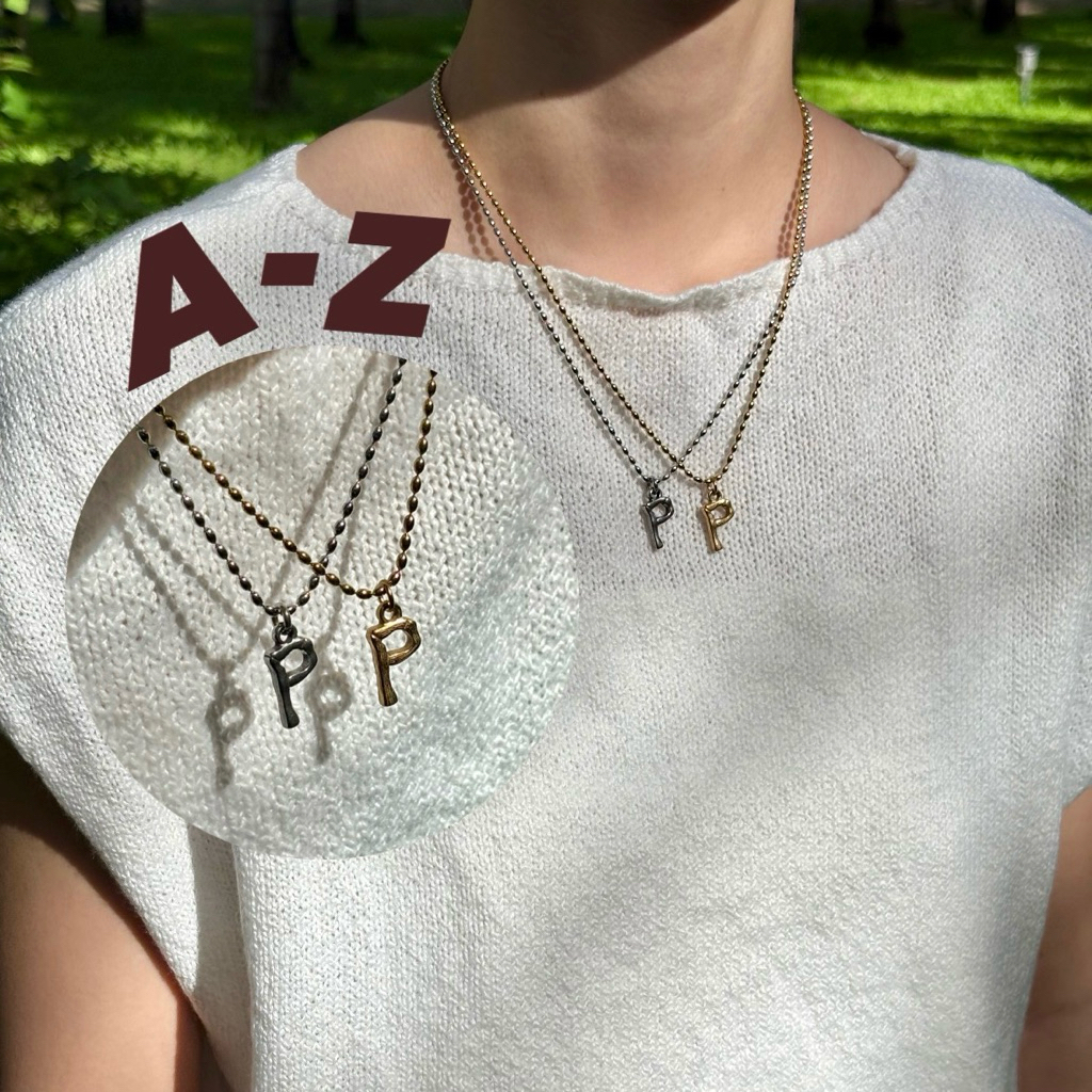 Piing me Freshwater Pearl (4-5 mm) with Alphabet Pendant Necklace | สร้อยคอไข่มุกน้ำจืดพร้อมจี้ตัวอักษร A-Z