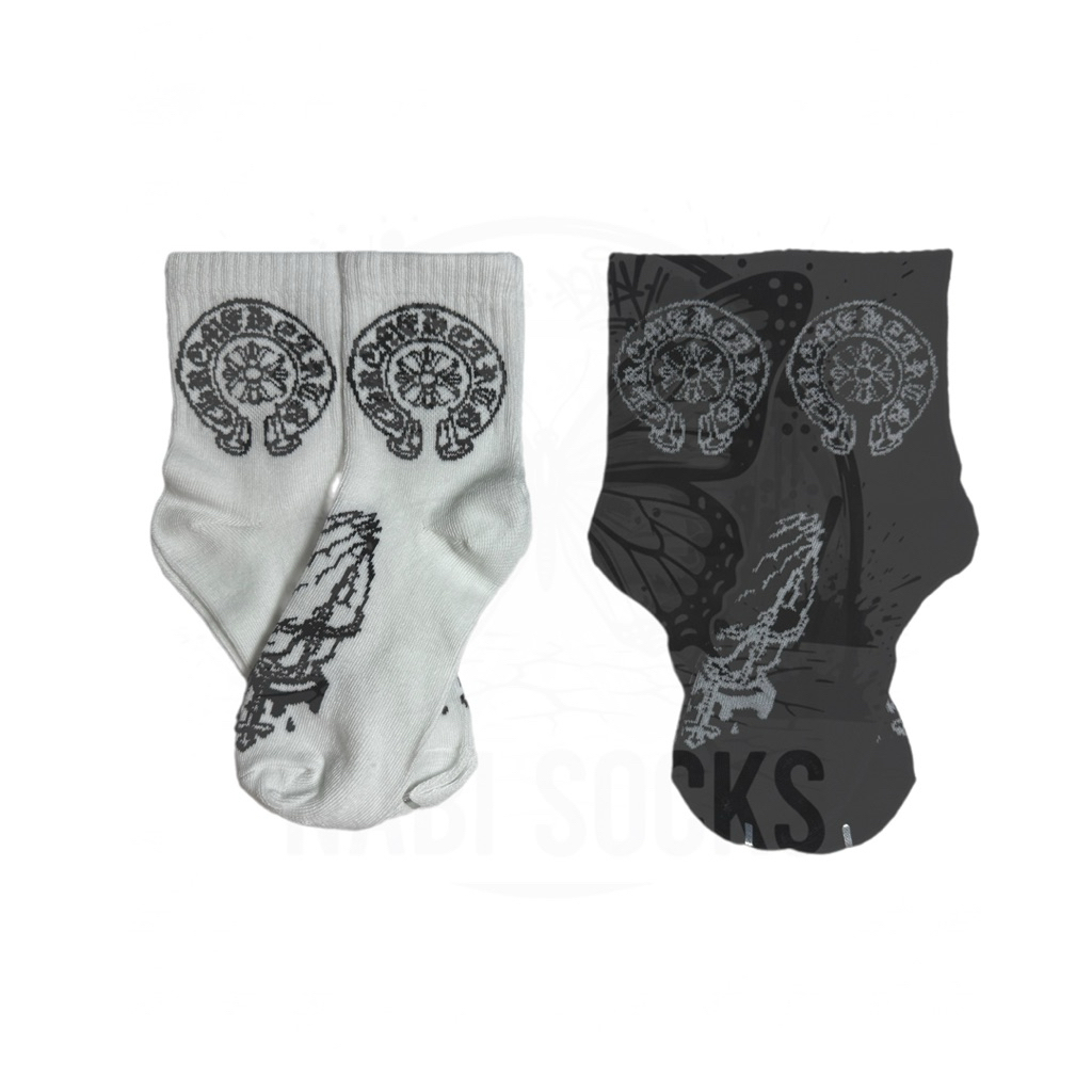 ถุงเท้าสตรีทแฟชั่น Chrome Hearts (ข้อกลาง) FREESIZE