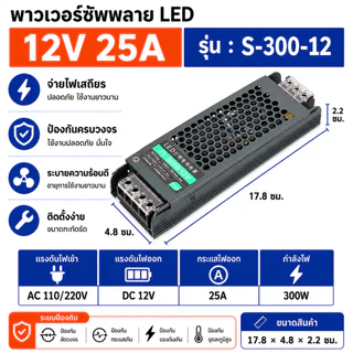 สวิตซ์ชิ่ง 12V 24V DC LED Power Supply แบบ Ultra Thin สวิทชิ่ง หม้อแปลง ไฟฟ้า SWITCHING