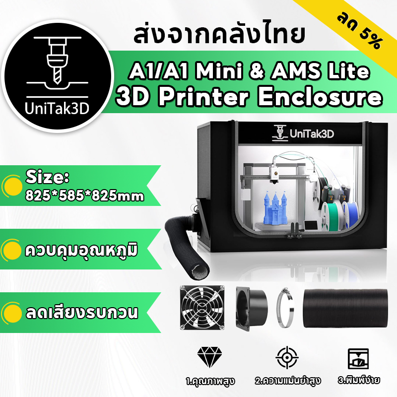 【🚚สินค้าพร้อมส่ง】Bambu Lab A1+AMS &A1Mini+AMS 3D Printer ปลอกฉนวนกันความร้อน พร้อมชุดท่อไอเสีย