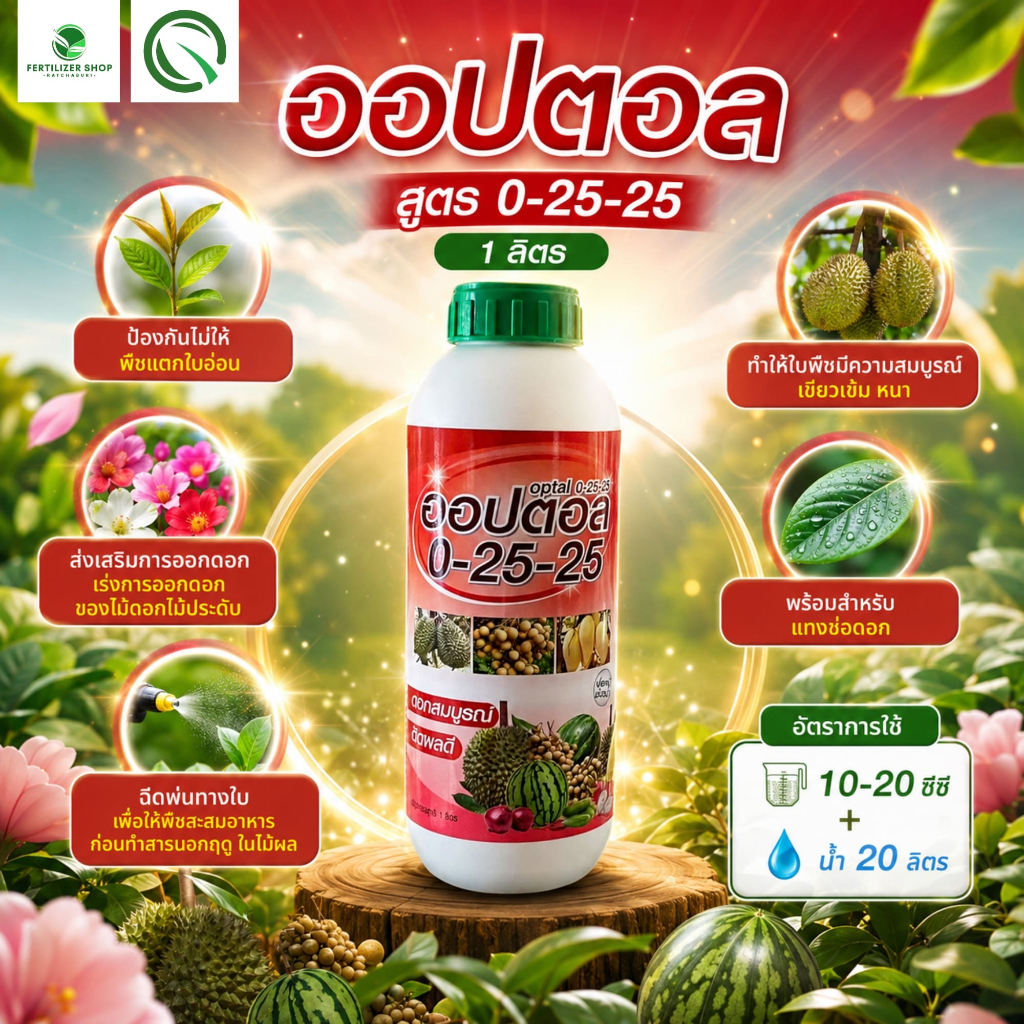 ปุ๋ยน้ำ 0-25-25 ออปตอล (ขนาด 1 ลิตร) คอมมอน ครอป