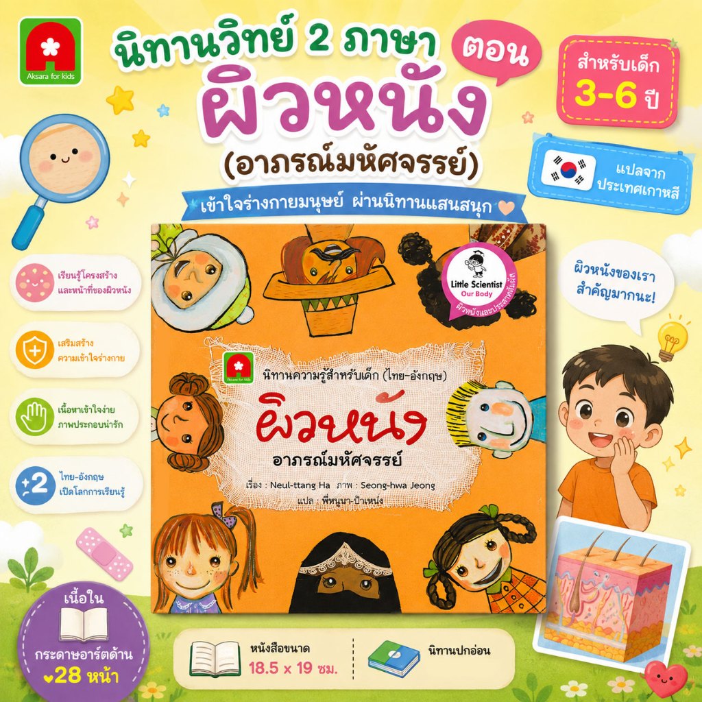 Aksara for kids หนังสือนิทาน 2 ภาษา ผิวหนังอาภรณ์มหัศจรรย์