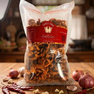 น้ำพริกหมูกระจกเจ๊อร(500 กรัม) สูตรต้นตำรับแพร่ หมูกรอบแน่น โฮมเมด ทอดใหม่ทุกวัน