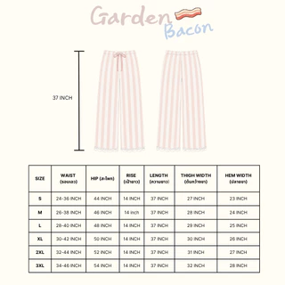 (S-3XL) Garden Bacon pants C4793 กางเกงขายาวปลายลูกไม้ 🌷